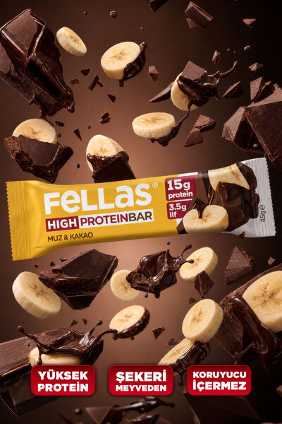 Fellas Yüksek Protein Bar - Muzlu (45 g) x 12 Adet