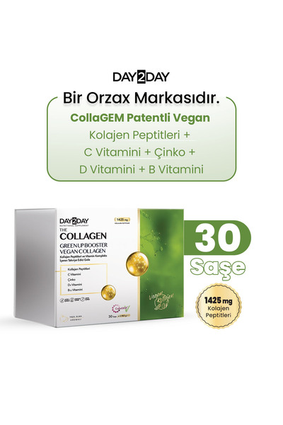 DAY2DAY The Collagen Green Up Booster 30 Saşe - Yeşil Elma Aromalı