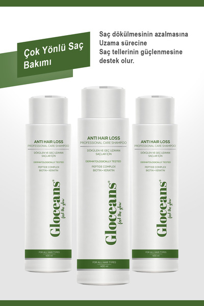 gloceans feel the glow Peptide Complex & Keratin Saç Dökülmesine Karşı Sağlıklı Saç Uzatan Onarıcı Besleyici Şampuan