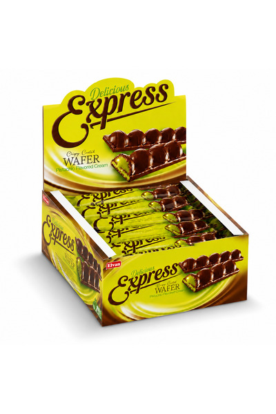 Elvan Express Antep Fıstık Aromalı Dolgulu Gofret 30 Gr. 24 Adet (1 Kutu)