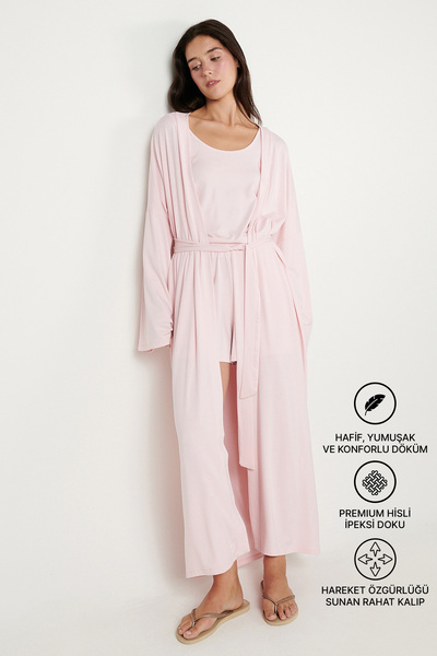 AC&Co / Altınyıldız Classics Women's Pink Premium Viscose Soft Textured Comfo...