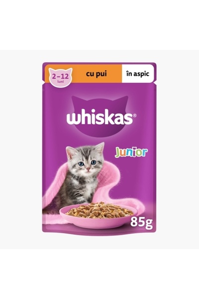 Whiskas Hrană umedă pentru pisici Junior, pui în sos, 85g