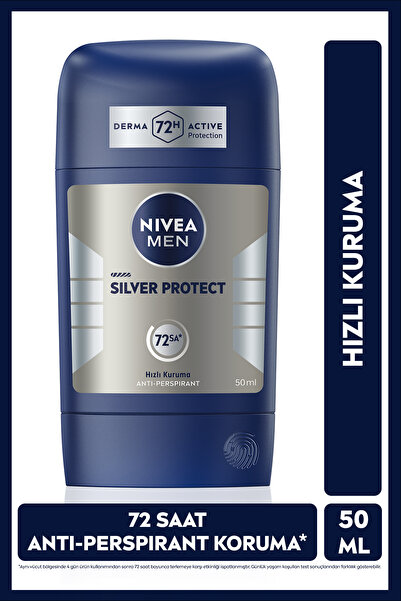 NIVEA MEN Erkek Stick Deodorant Silver Protect 50ml, 72 Saat Anti-perspirant ...