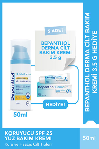 Bepanthol Derma Spf 25 Yüz Bakım Kremi 50 ml 5 Adet Cilt Bakım Kremi 3.5 G