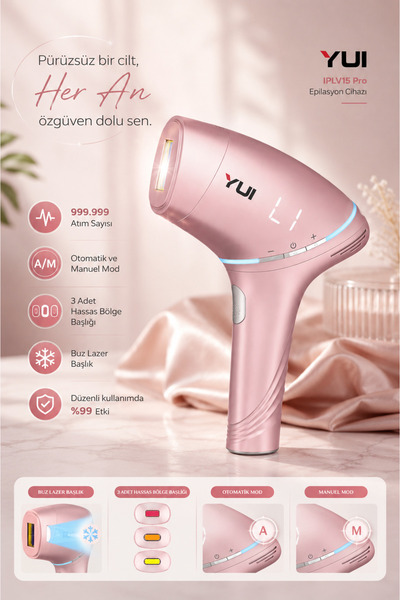 Yui Iplv15 Pro Vücut -yüz- Bikini Başlıklı Ağrısız Otomatik Ve Manuel Atım Buz Lazer Epilasyon Cihazı
