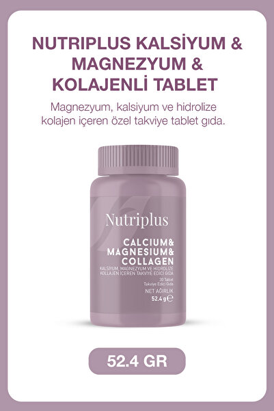 Farmasi Nutriplus Kalsiyum Magnezyum ve Hidrolize Kollajen İçeren Takviye Edi...