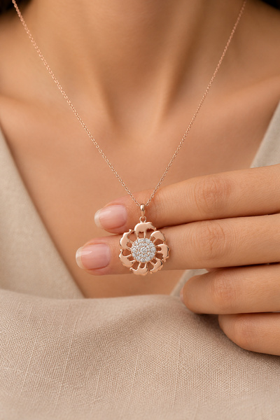 Söğütlü Silver Gümüş Rose Zirkon Taşlı Bereket Fil Kolye Sgtl11042rose