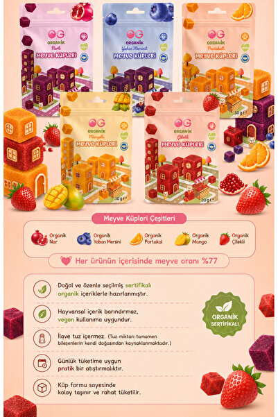 OG natural 5'li Organik Mangolu Meyve Küpleri (5 x 30 Gr)