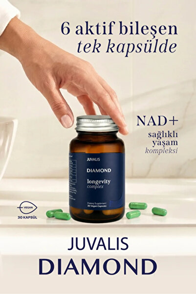 Juvalis Diamond Longevity Complex NAD⁺, Resveratrol, CoQ10 Enerji, Yenilenme,...