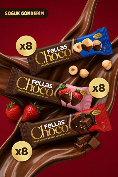 Fellas Choco - Çikolata Kaplı Meyve Bar 35gr Karma Kutu 3 Çeşit (12 Adet) x 2