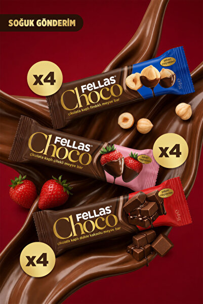 Fellas Choco - Çikolata Kaplı Meyve Bar (35 g) - Karma Kutu (3 x 4)