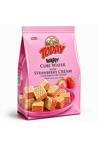 Elvan Today Küp Gofret Çilekli 200Gr. (1 Paket)