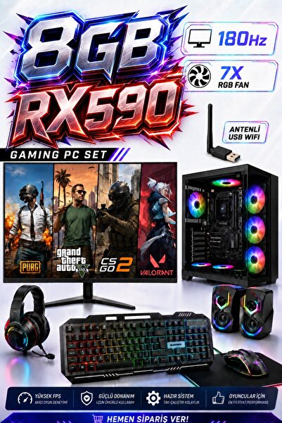 Dmc N98x (PUBG,GTA 5) İ5 6500,16GB DDR4 RAM,512GB M2 SSD,8GB RX590,24'' 180hz...