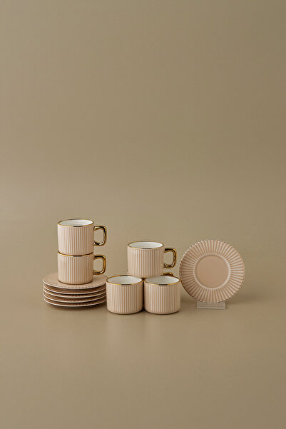 Karaca Massimo Beige 6-Person Coffee Cup Set 90 ml