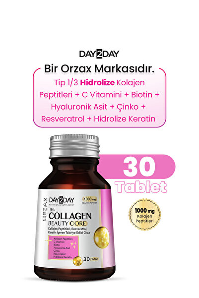 DAY2DAY The Collagen Beauty Core Kolajen Tip 1-3, Resveratrol, Keratin, Bioti...