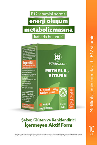 Naturalnest B12 Dilaltı Sprey 1000 mcg 10 ml 66 Puf