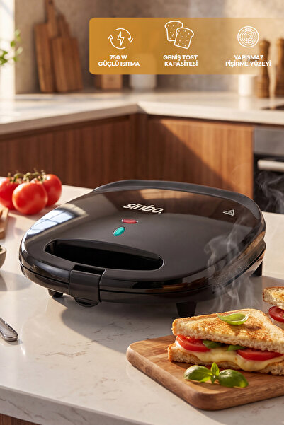 Sinbo SSM-2513 Granit Tost Makinesi – Hızlı Isınma, Yapışmaz Yüzey, Kolay Tem...