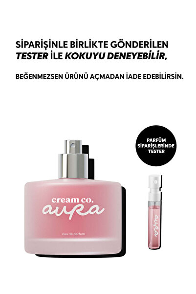 Cream Co. Aura Parfüm EDP 50 ML | Vanilyalı Pudralı Kalıcı Kokulu Kadın Parfümü Yasemin Zambak Sandal Ağacı Ud