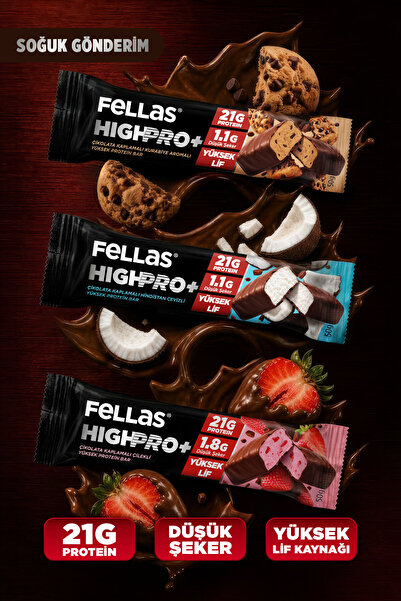 Fellas Çikolata Kaplı HighPro+ Protein Bar (50 g) Deneme Paketi 3'lü
