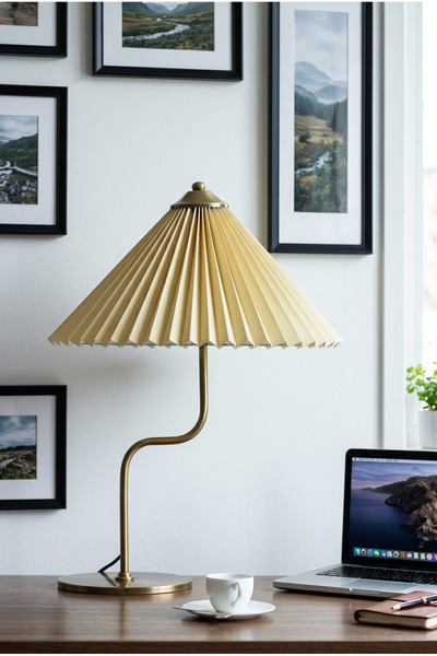 Vinner Michigan | Eskitme Mat Gold Metal Abajur – Krem Kırma Kumaş