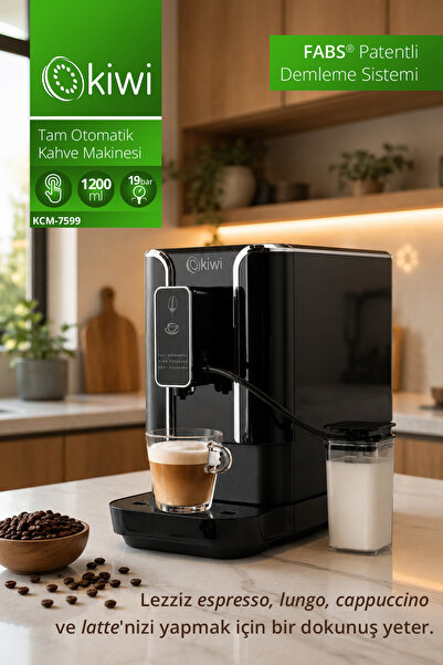 Kiwi ماكينة قهوة KCM-7599 أوتوماتيكية بالكامل لتحضير الإسبريسو واللونغو واللا...