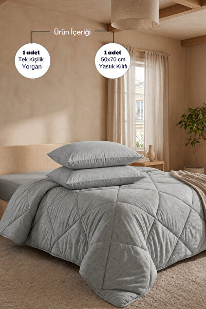 Formeya Anthracite Μονό Σετ Πάπλωμα και Μαξιλάρι 155*215 cm