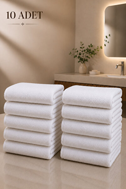 Formeya 10 Pieces Hotel Towels White 50X85 cm 200 Grams Bukle - Armür Hand Fa...