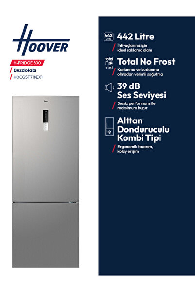 Hoover HOCG5T718EX1 E Enerji Sınıfı 442 Lt Kombi Tipi No Frost Buzdolabı