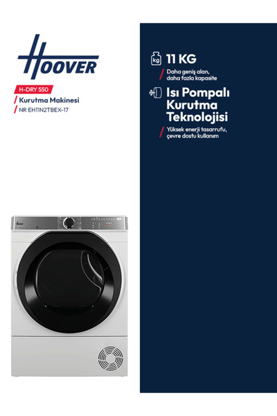 Hoover NR EH11N2TBEX-17 11 kg Wi-Fi Bağlantılı Isı Pompalı Kurutma Makinesi