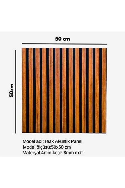 DETAYPOLİURETAN Mdf Ahşap Akustik Duvar Paneli 50 x 50 cm Teak