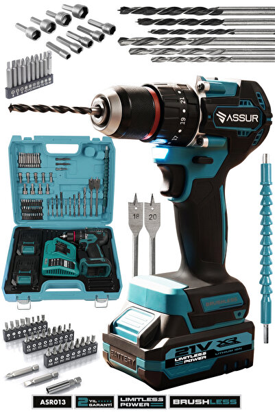 ASSUR 21v Dayanıklı Kömürsüz Motor Çift Akü Çelik Mandren Darbeli Şarjlı Matk...