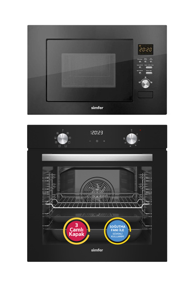 Simfer 8208 0+8 Fonk. QS Siyah Cam Ankastre Fırın Turbo Dijital + 2320 Siyah ...