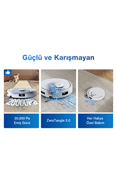 Ecovacs DEEBOT T30C Omni Robot Süpürge ve Paspas, 20.000 Pa Emiş Gücü, OZMO Turbo 2.0 Paspas