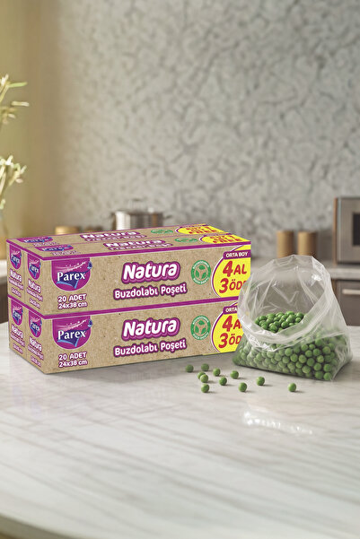 Parex Natura Buzdolabı Poşeti Orta Boy 20'li 24 x 38 Cm Dörtlü Paket