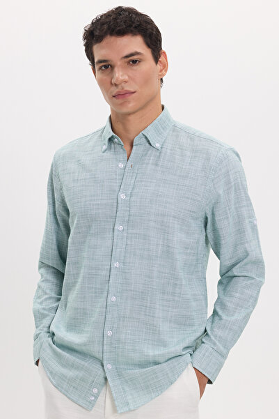 Tudors Men's Regular Fit Comfortable Cut 100% Cotton Linen Effect Plain Green...