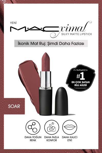 M.A.C أحمر شفاه M·a·cximal Silky Matte تأثير الترطيب لون كثيف - Soar