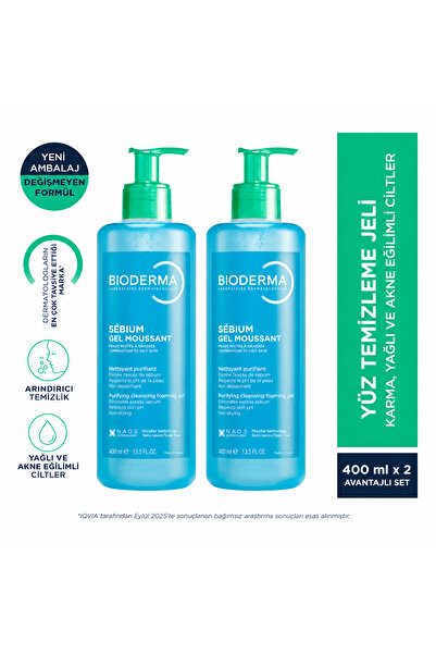 Bioderma Sebium Foaming Gel Yüz Temizleme Jeli 500 ml İkiz Set