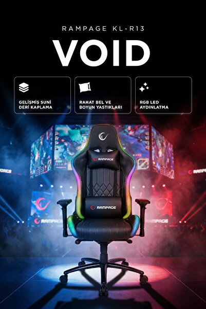 Rampage KL-R13 Void RGB Aydınlatmalı Siyah Oyuncu Koltuğu
