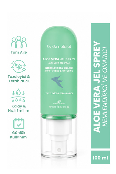 Bade Natural Aloe Vera Onarıcı Nemlendirici Jel Sprey Güneş Sonrası %100 Doğa...