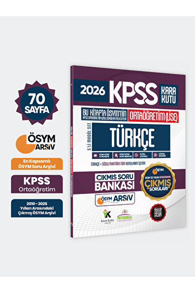 Karakutu Yayınları 2026 FULLOrtaöğretim KPSS Türkçe Kara Kutu ÖSYM Çıkmış Sor...
