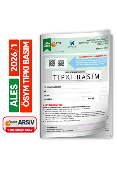 Karakutu Yayınları ALES 2026/1 ÖSYM Tıpkı Basım Çıkmış Soru Deneme Kitapçığı ...