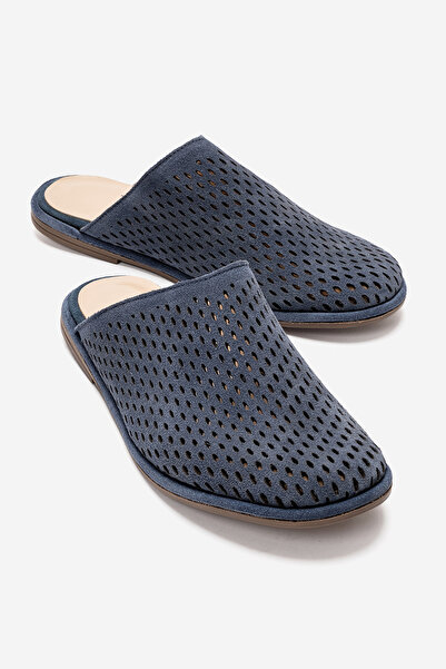 LuviShoes MELARA Дамски чехли от естествена кожа, велур, в деним синьо, перфо...