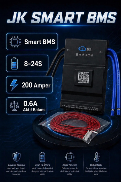 BMS JK Smart 8-24S 200A Bluetooth Akıllı Batarya Koruma Kartı