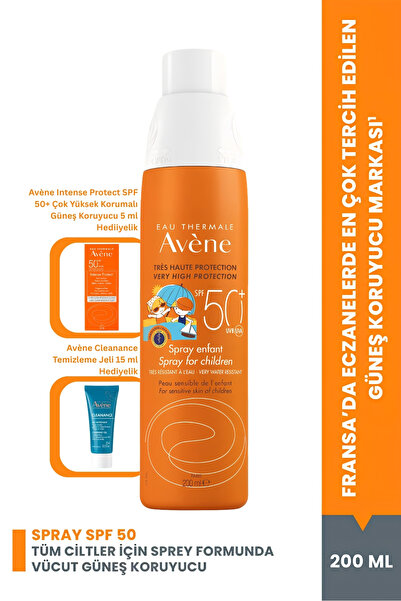 Avene Çocuklar için Güneşten Koruyucu SPF 50+ Vücut Spreyi 200 ml+Hediyeli