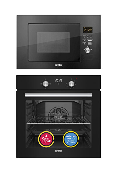 Simfer 8203 0+3 Fonk. Dijital Turbo Beyaz Cam Ankastre Fırın + 2320 Siyah 23 ...