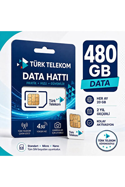 Heiman 4G Türk Telekom 480 GB Sim Kartı 2 Yıllık Tek Ödeme Data m2m Hattı Güv...