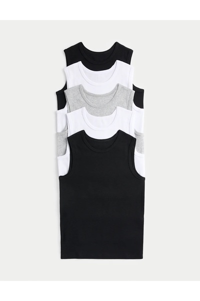 Marks & Spencer Pachet de 5 maiouri din bumbac pur (2-14 ani)