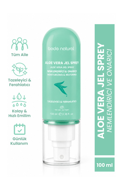 Bade Natural Aloe Vera Onarıcı Nemlendirici Jel Sprey Güneş Sonrası %100 Doğa...