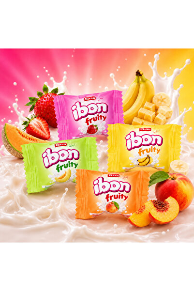 Elvan Ibon Milk Fruit Candy 300 Gr. (1 Pack)