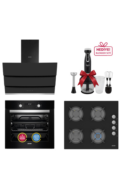 Simfer 8 Fonksiyon Dijital Turbo Cam Ankastre Set ( Fırın + Ocak + Davlumbaz)